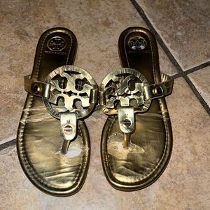 Gold Tory Burch Miller Sandals Size 8